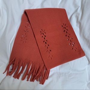 Anthropologie orange felt cut out fringe scarf